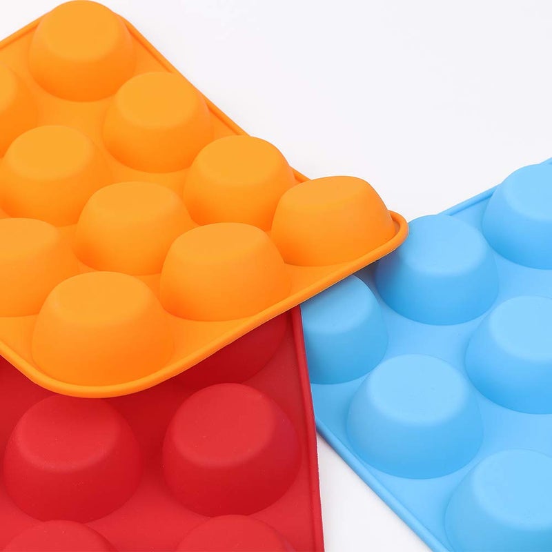 Cozihom Silicone Muffin Pan, Cupcake Pan, 12 Cups, Food Grade Egg Muffin Baking Silicone Molds, Non-stick, 3 Pcs - Image 3